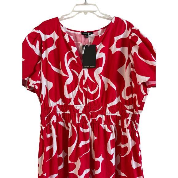 NWT Meadow Rhodes Maxi Dress Short Sleeve Red Floral Size 3X Smocked Waist - Picture 2 of 6